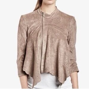 BCBGMaxAzria Taupe Perforated Women's Blazer